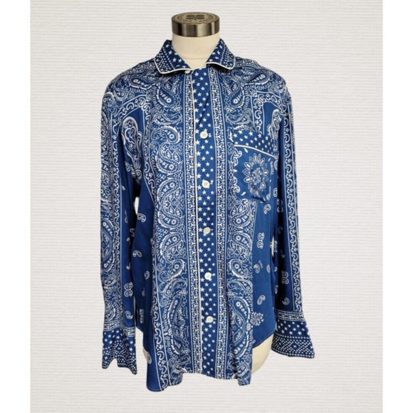 Polo Ralph Lauren Tops - Polo Ralph Lauren Paisley print oversized shirt blue color size M